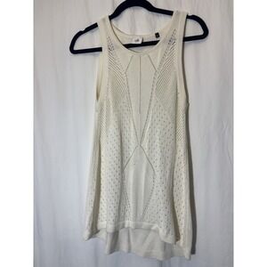 Cabi‎ Women's Size Small Tennis Tank Ivory Pullover Sweater Open Knit 5136 DD12